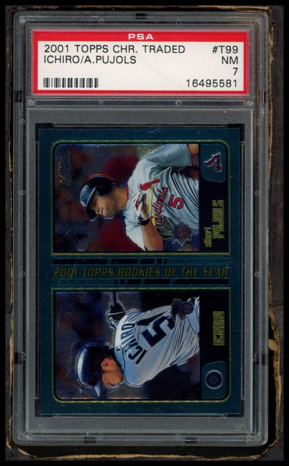 2001 Topps Chrome Traded #T99 Ichiro/A.Pujols PSA 7