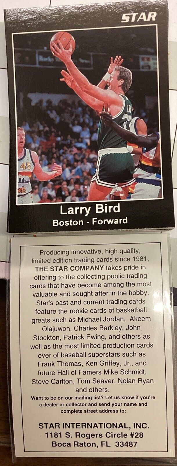 Larry Bird 1992  Star Ad Card Black RARE. ONLY 1000 Made!