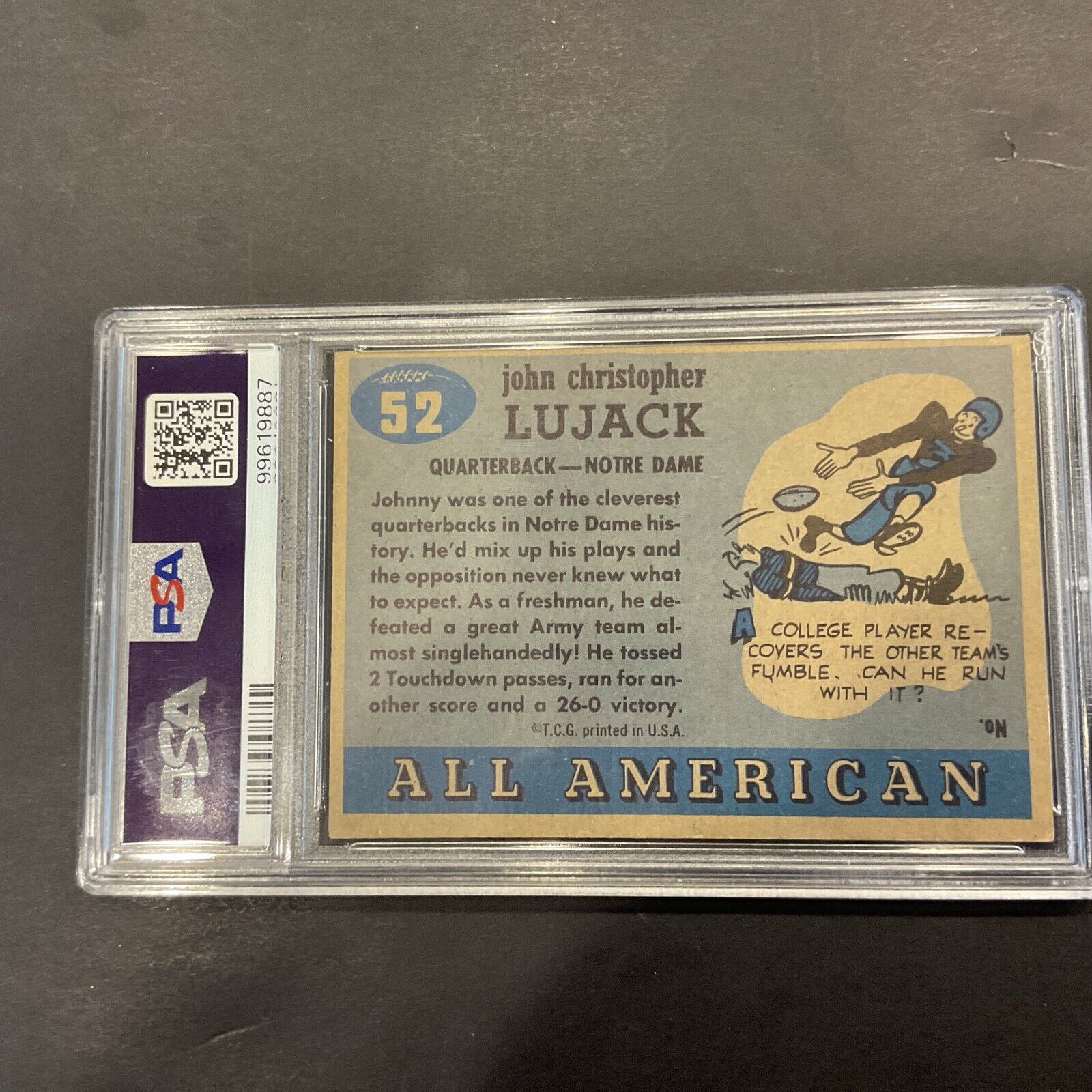 1955 Topps all American #52 John Lujack PSA 4