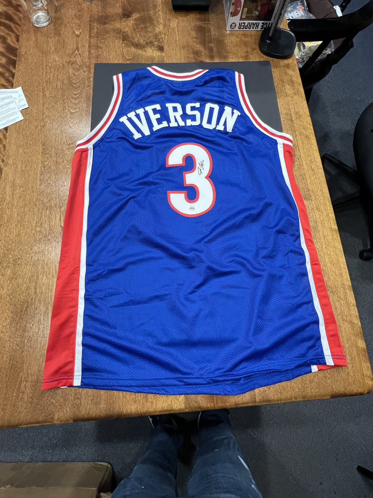 Allen Iverson Signed Philadelphia 76ers Blue Jersey with COA