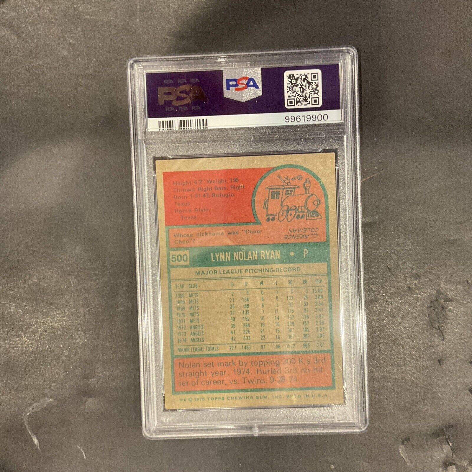 1975 Topps - #500 Nolan Ryan HOF PSA 4