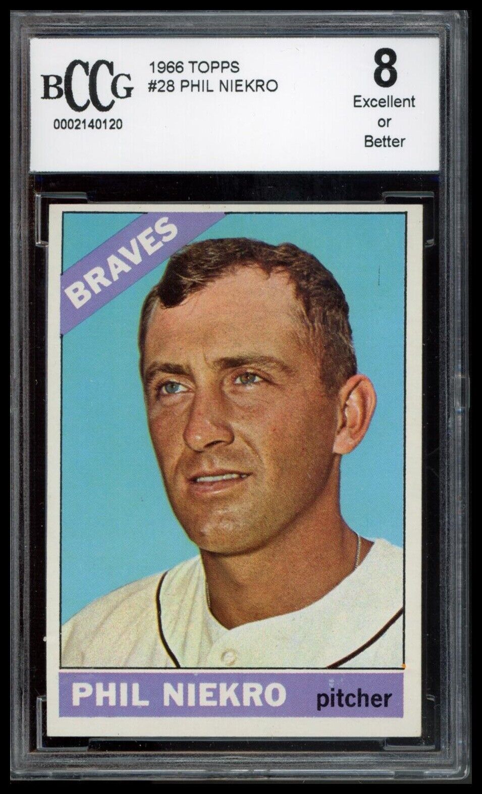 1966 Topps #28 Phil Niekro BCCG 8