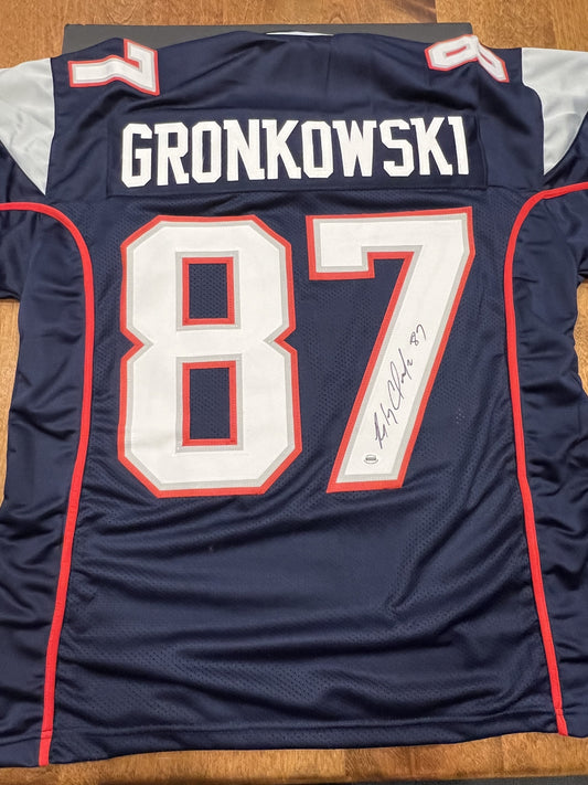 Rob Gronkowski Signed New England Patriots Navy Jersey with COA