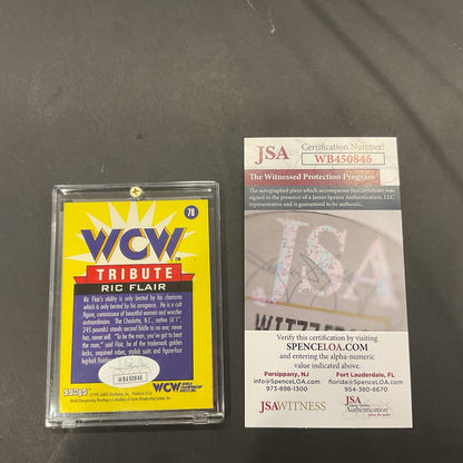 Autographed Ric Flair WCW tribute card 1995 JSACOA