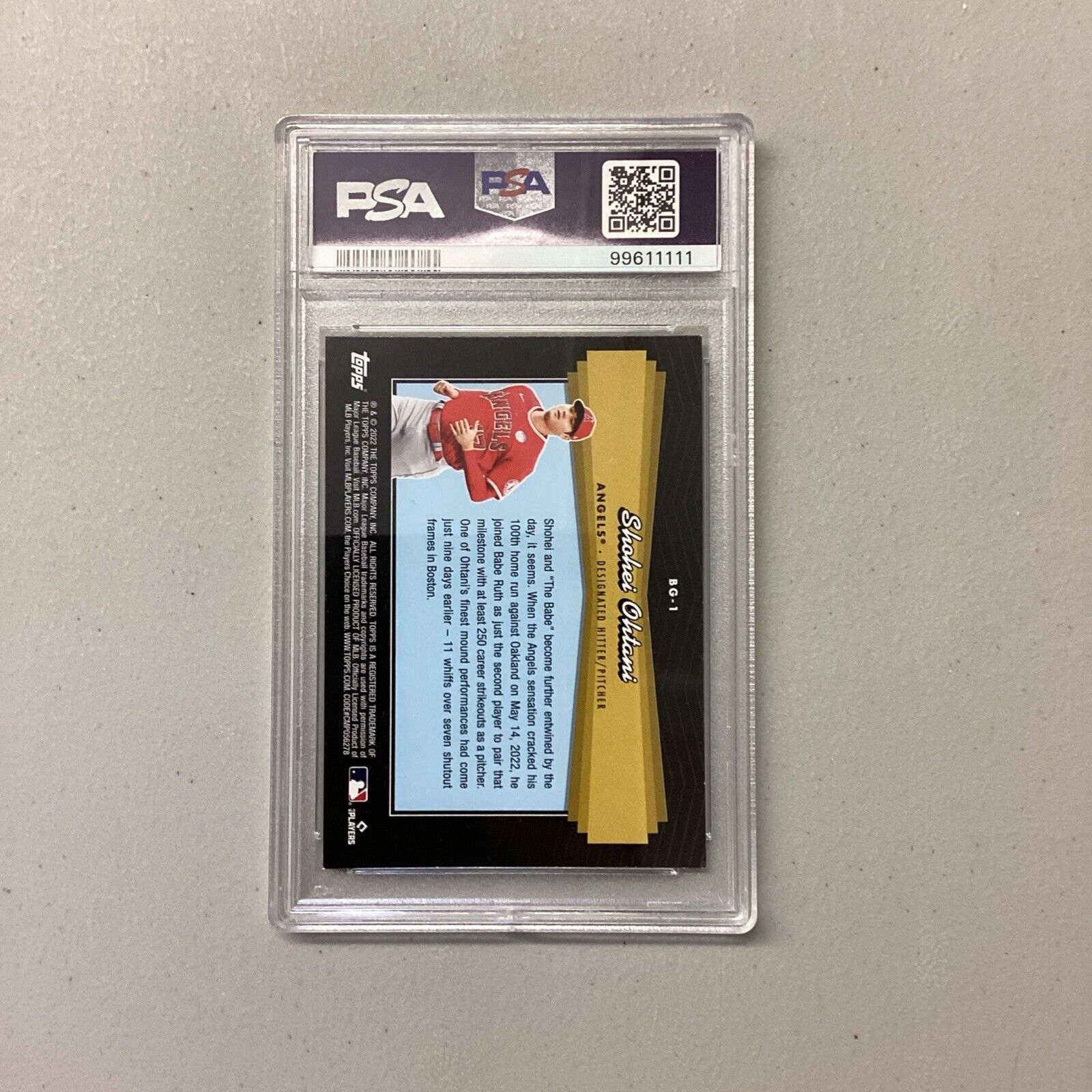 2022 Tops Update #BG1 Shohei Ohtani PSA Grade 8