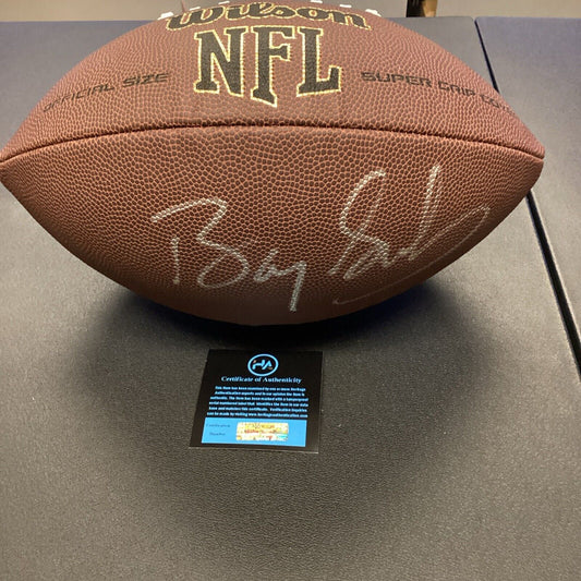 Barry Sanders Signed Detroit Lions NFL Full Size Football COA With Display Case