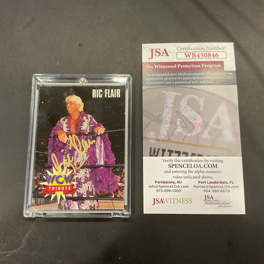 Autographed Ric Flair WCW tribute card 1995 JSACOA