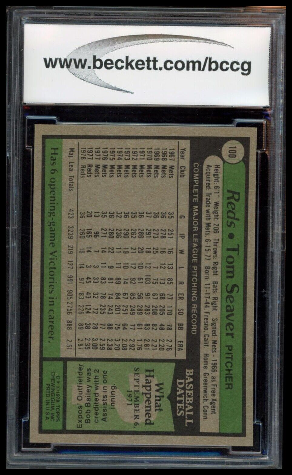 1979 Topps #100 Tom Seaver BCCG 9