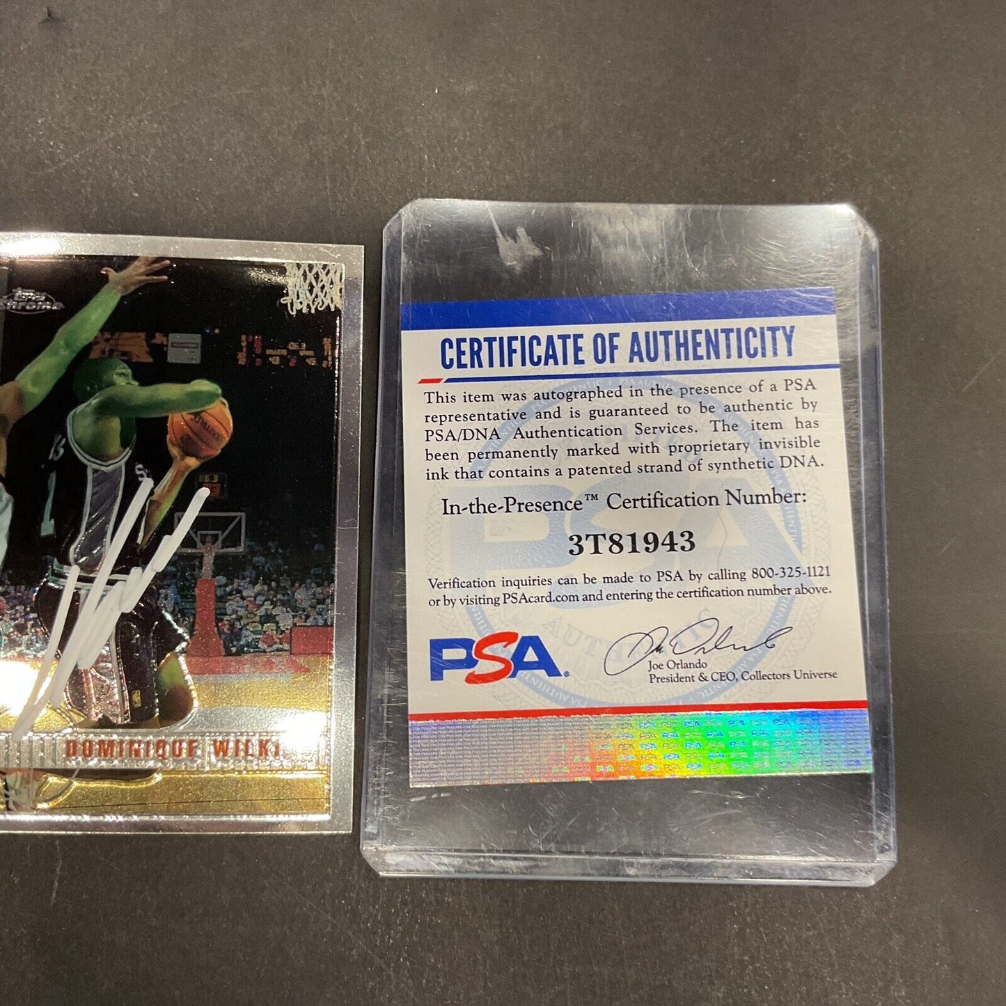 Dominique Wilkins Autographed Card 1988 Topps Chrome #100 PSA 