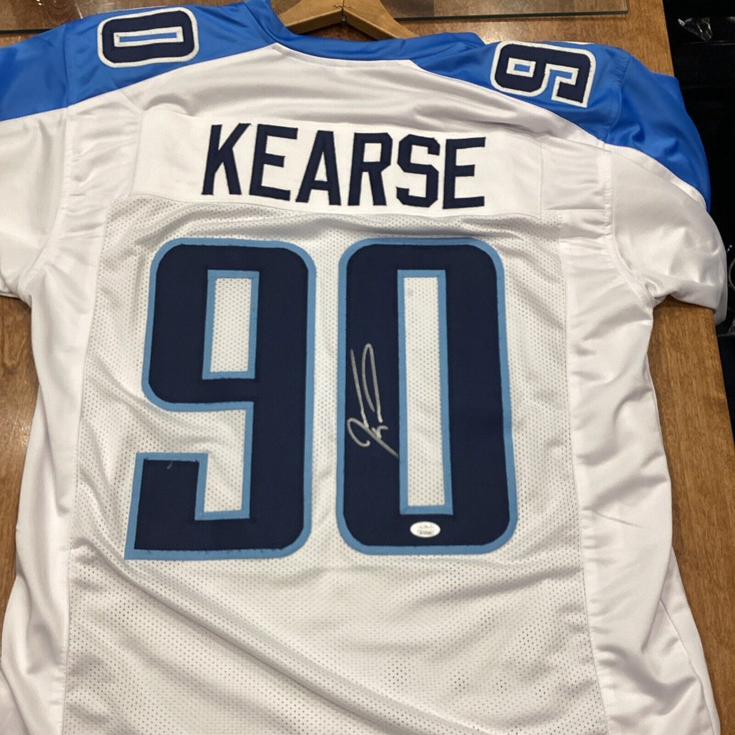 Jevon Kearse "The Freak" Signed Autographed Custom White/Blue Jersey JSA COA