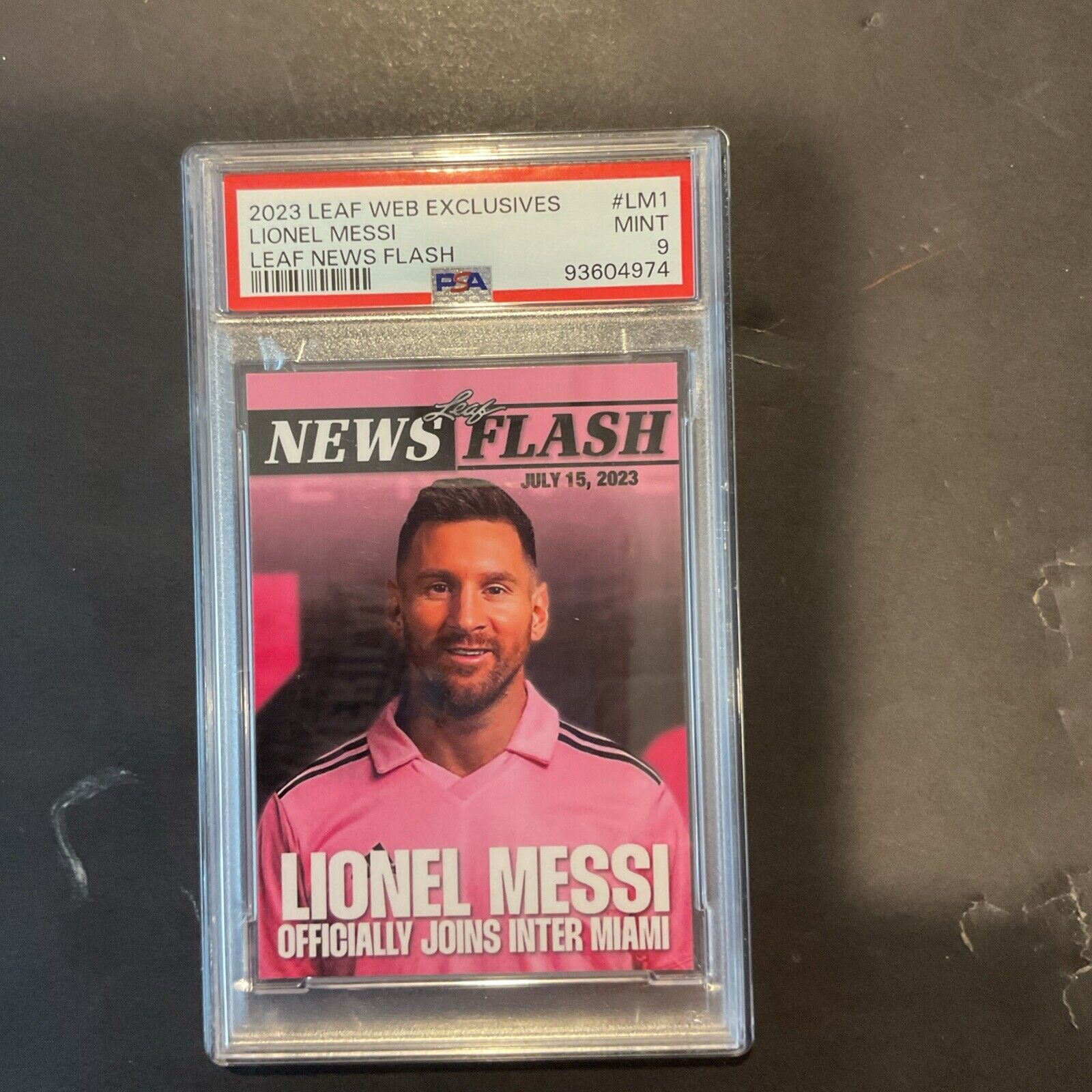 2023 Leaf Web Exclusives #LM1 Lionel Messi Leaf News Flash PSA 9