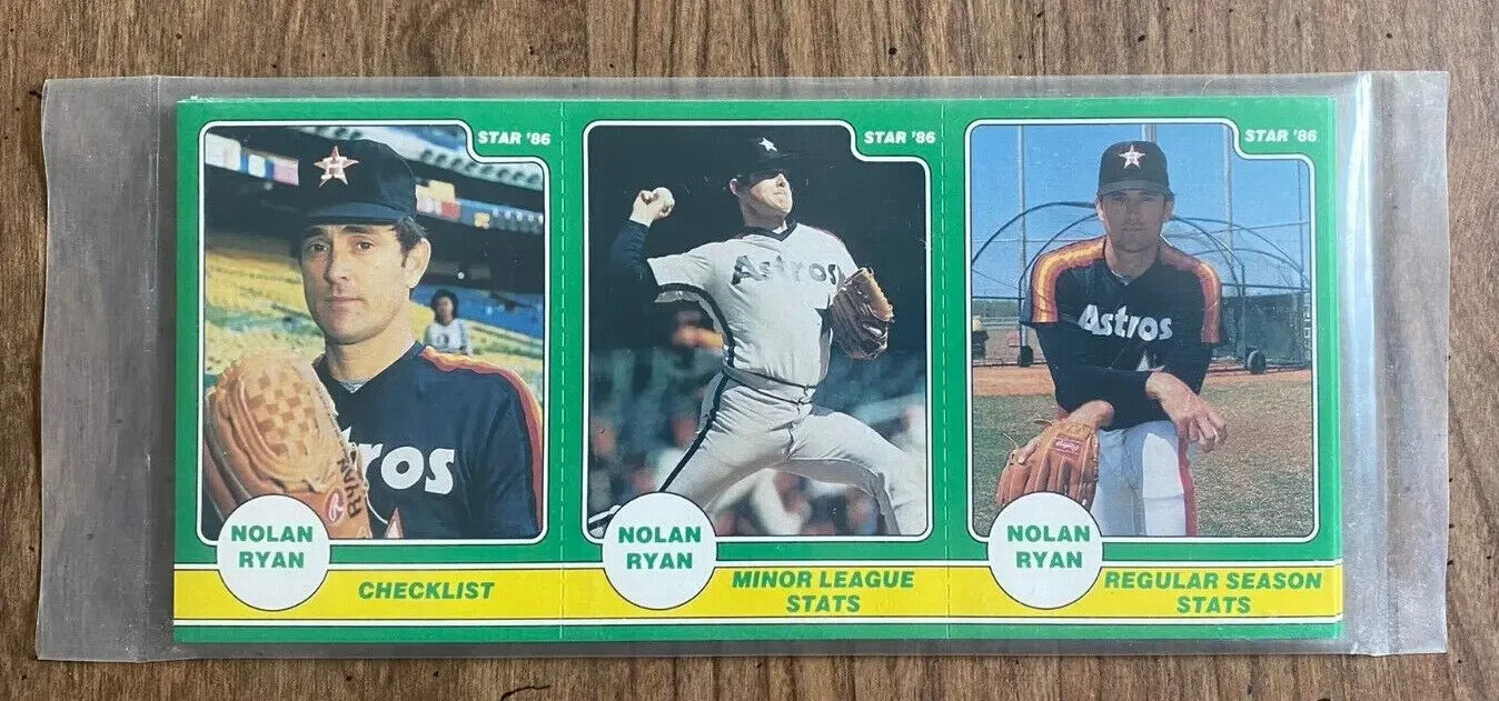 1986 STAR BASEBALL FACTORY SEALED 3 CARD PANEL SET NOLAN RYAN HIGHLIGHTS