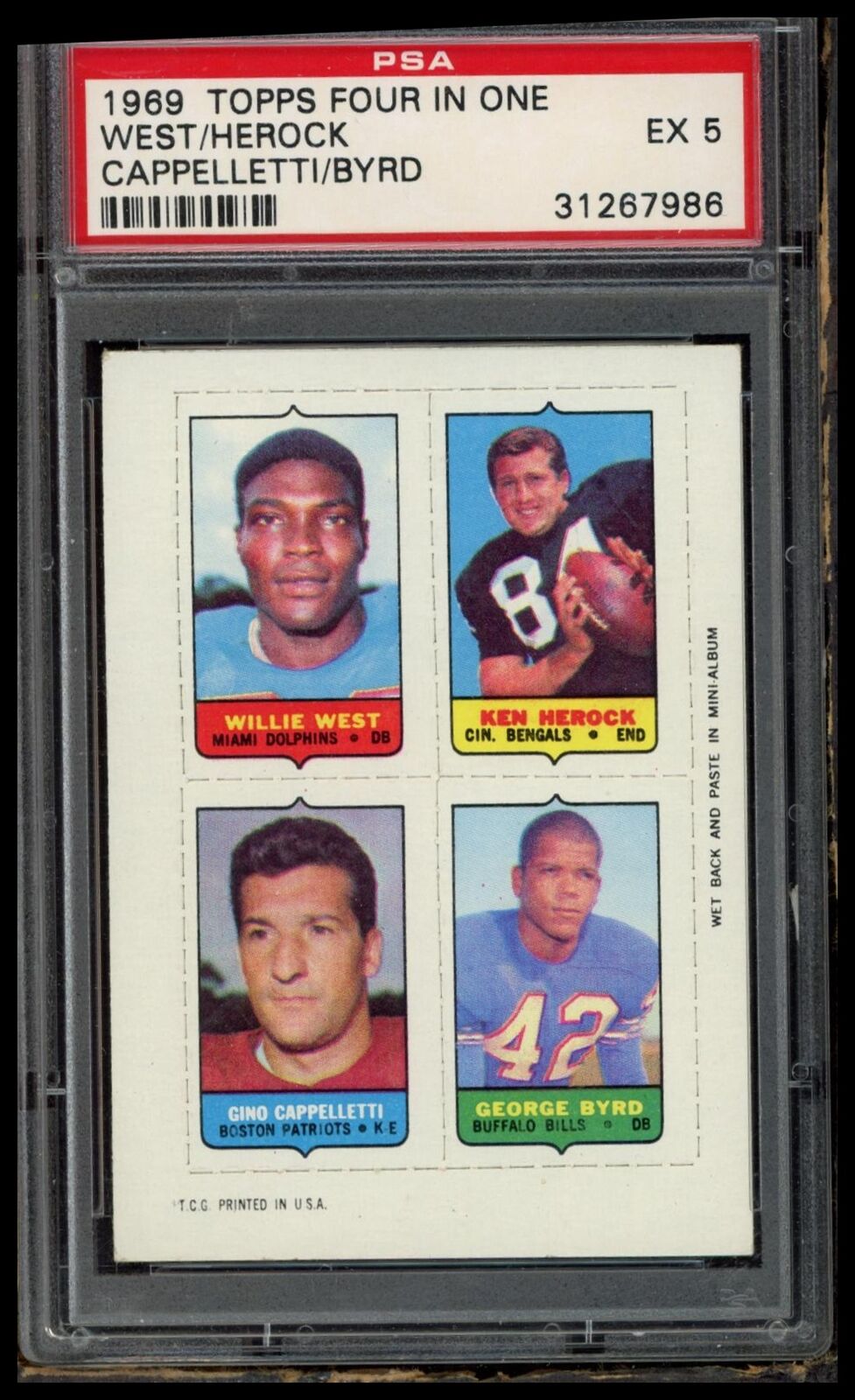 1969 Topps Four In One W.West/K.Herock G.Cappelletti/G.Byrd PSA 5