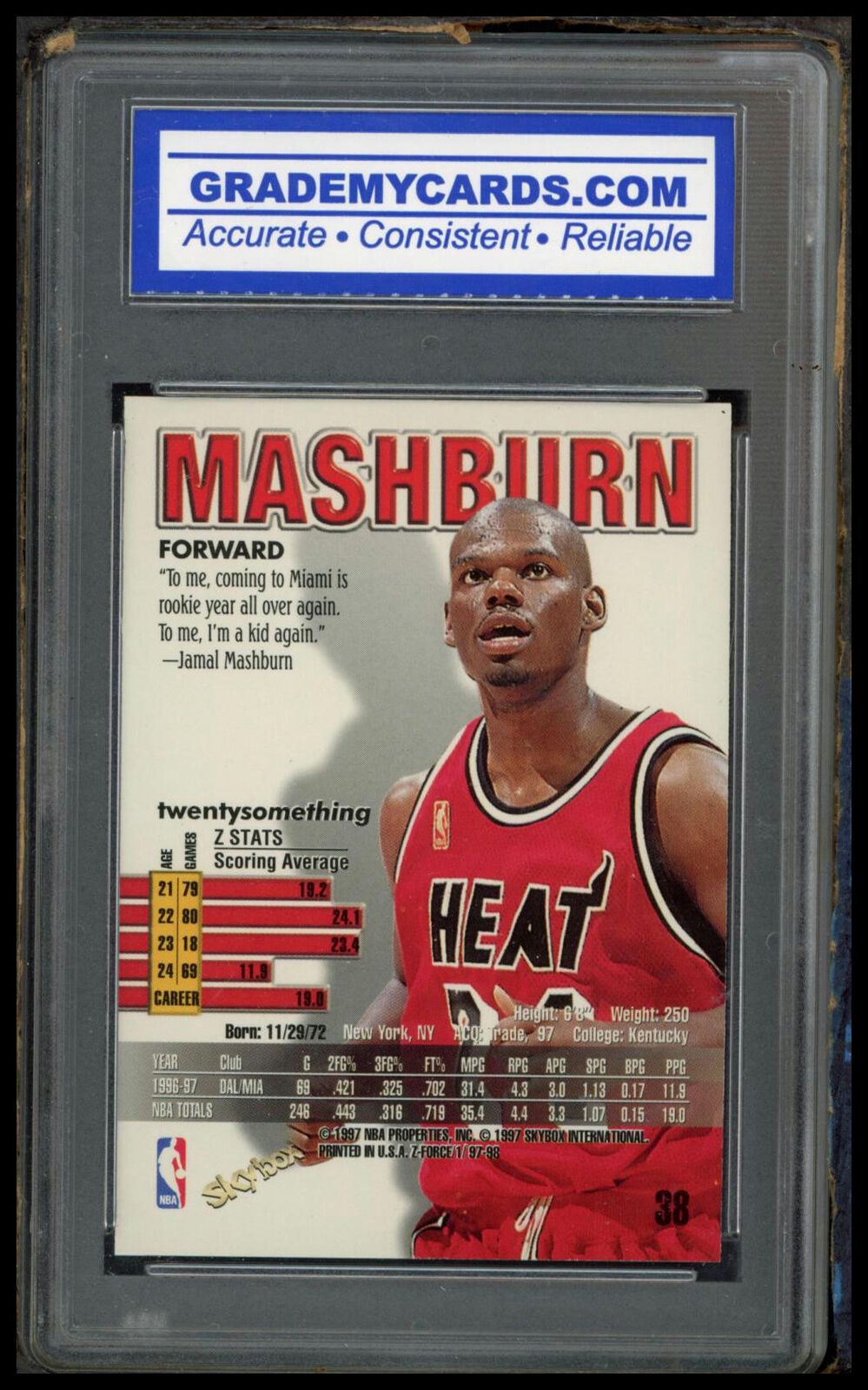 1997-98 SkyBox Z-Force #38 Jamal Mashburn Rave Other 9 #/399