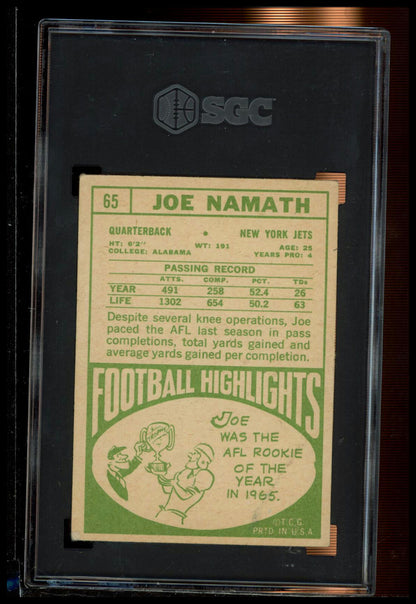 1968 Topps #65 Joe Namath SGC 2.5