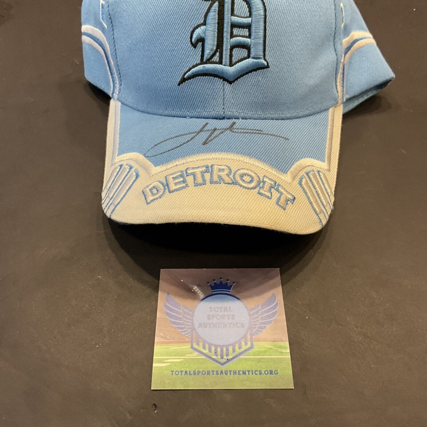 Autographed light blue Detroit cap by Justin Verlander what COA