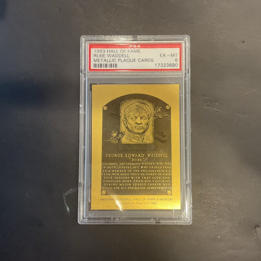 1983 Hall Of Fames Rube Waddell Metallic Plaque Card PSA 6