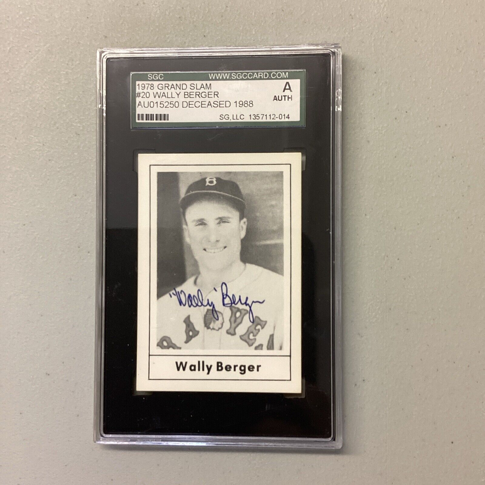 1978 Grand Slam #20 Wally Berger SCG Authentic
