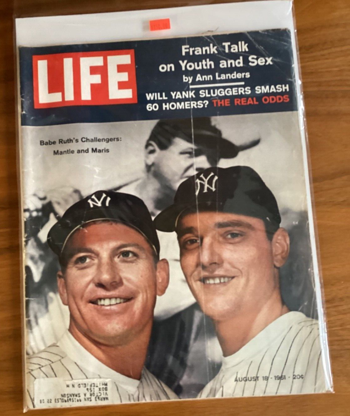 LIFE MAGAZINE Mickey Mantle / Roger Maris - New York Yankees August 18 1961 VTG