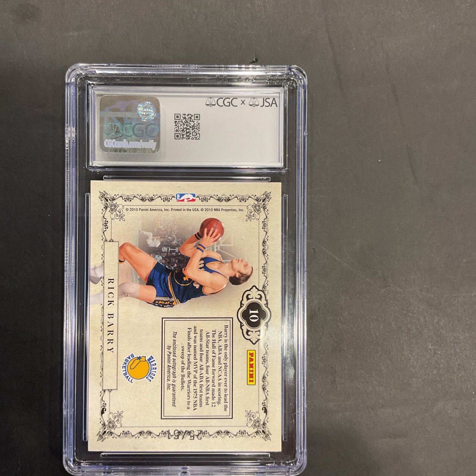 2009 2010 Panini card #10 25 of 51 Rick Barry graded 8.5 CGC JSA 