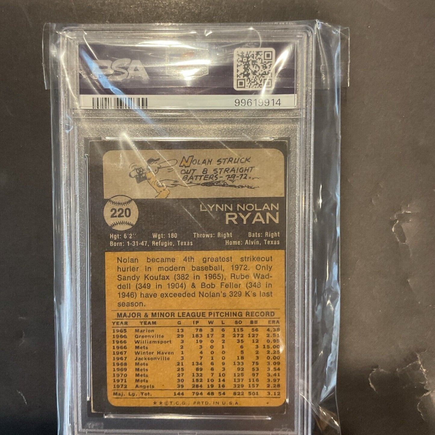 1973 Topps #220 Nolan Ryan PSA 3