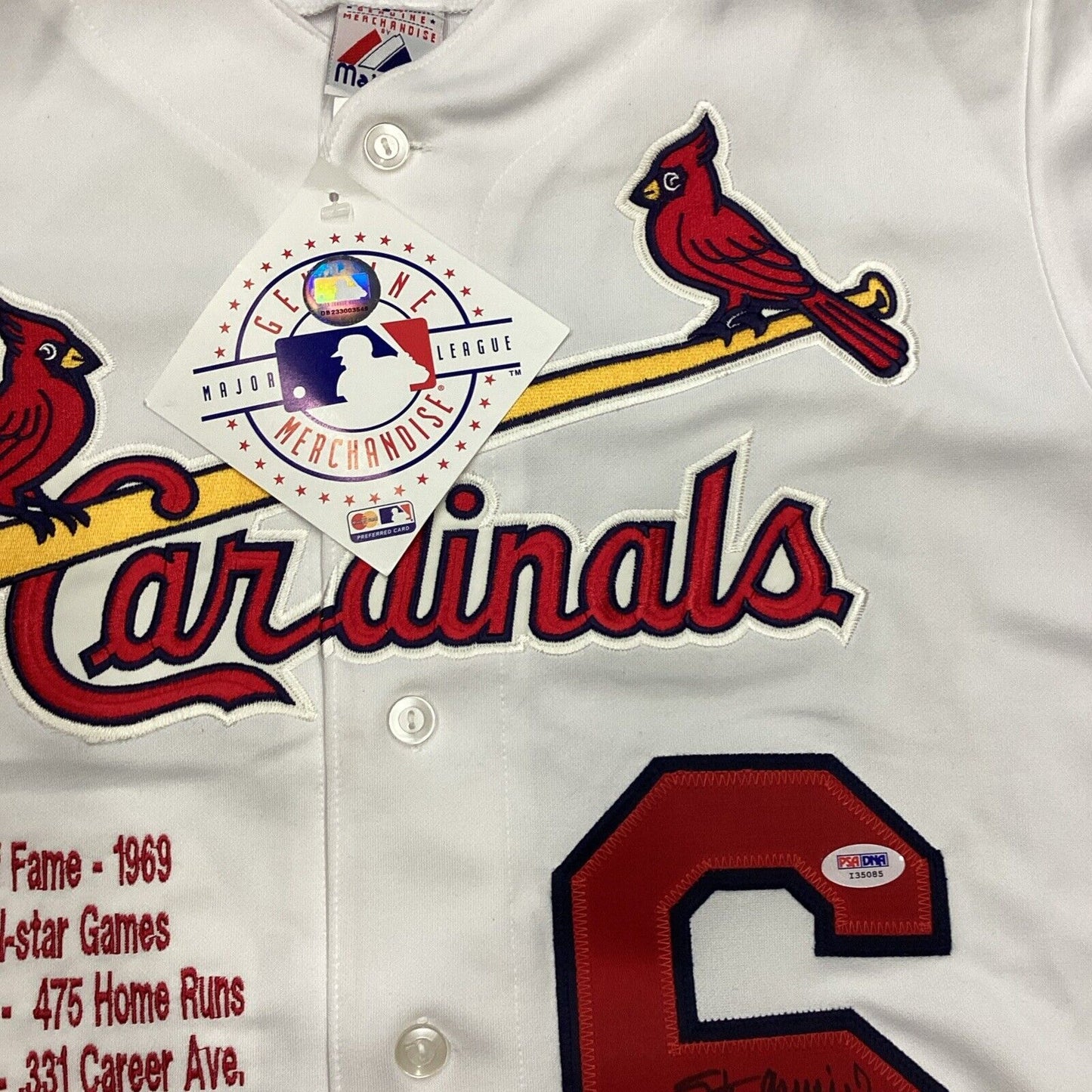 Stan Musial Signed Heavily STATS St. Louis Cardinals Jersey PSA DNA