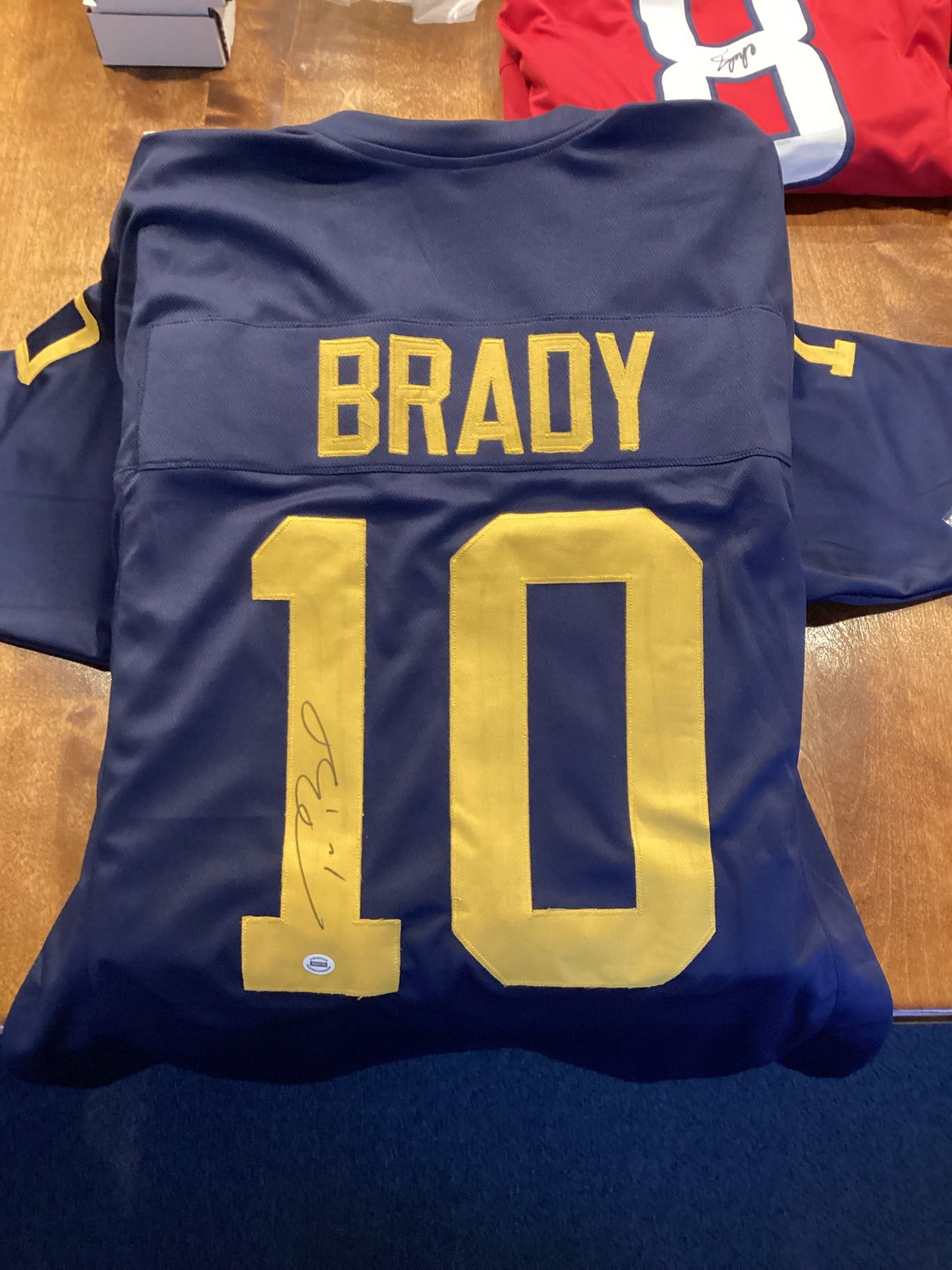 Tom Brady #10 Michigan Wolverines Signed Navy Jersey