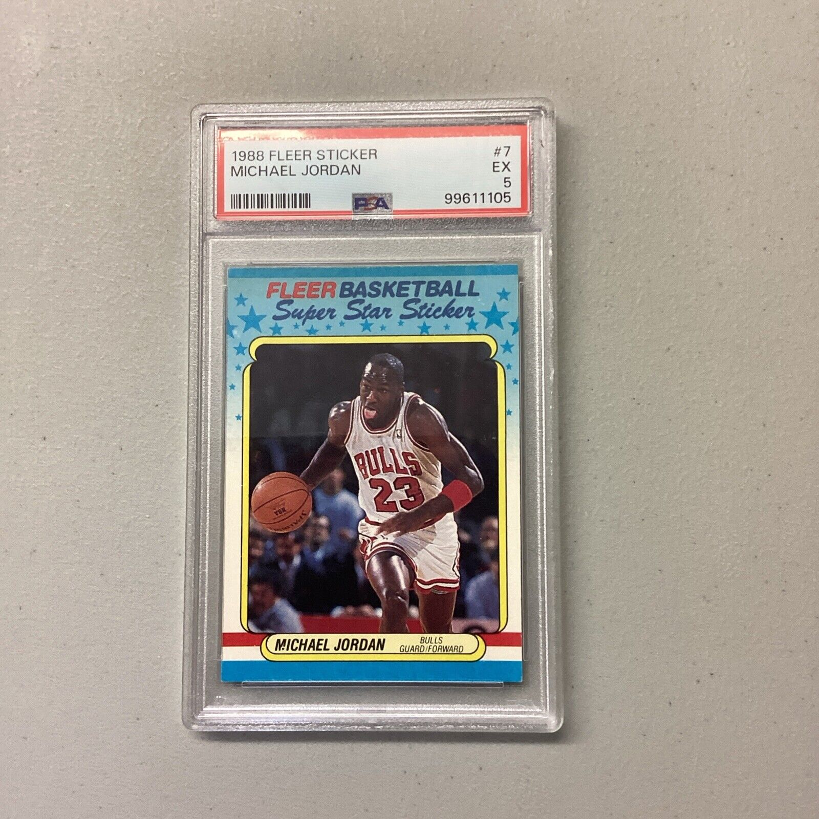 1988 Fleer Sticker #7 Michael Jordan PSA Grade 5