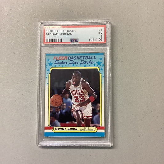 1988 Fleer Sticker #7 Michael Jordan PSA Grade 5