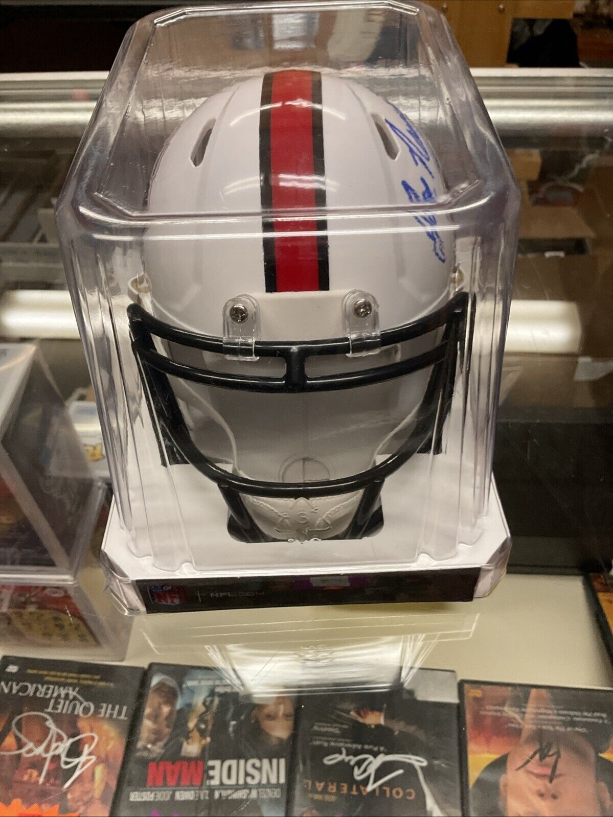 “Hall Of Fame" NFL White Speed Riddell Mini Football Helmet Signed By Joe Namath