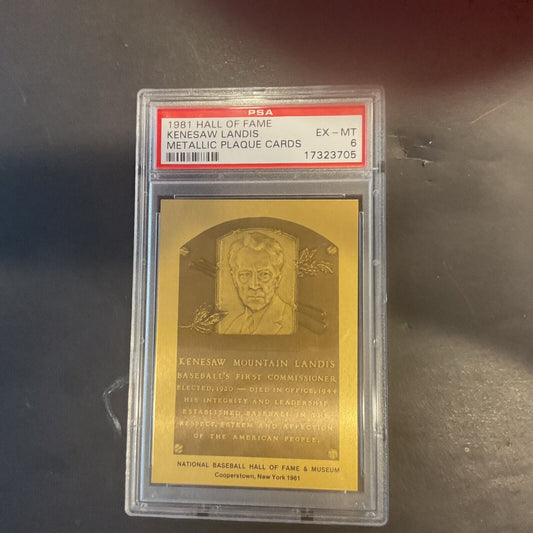 1981 Hall of Fame Kennsaw Landis metallic plaque card PSA 6