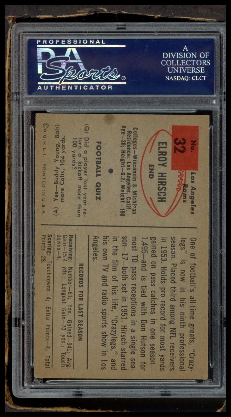 1954 Bowman #32 Elroy Hirsch PSA 6