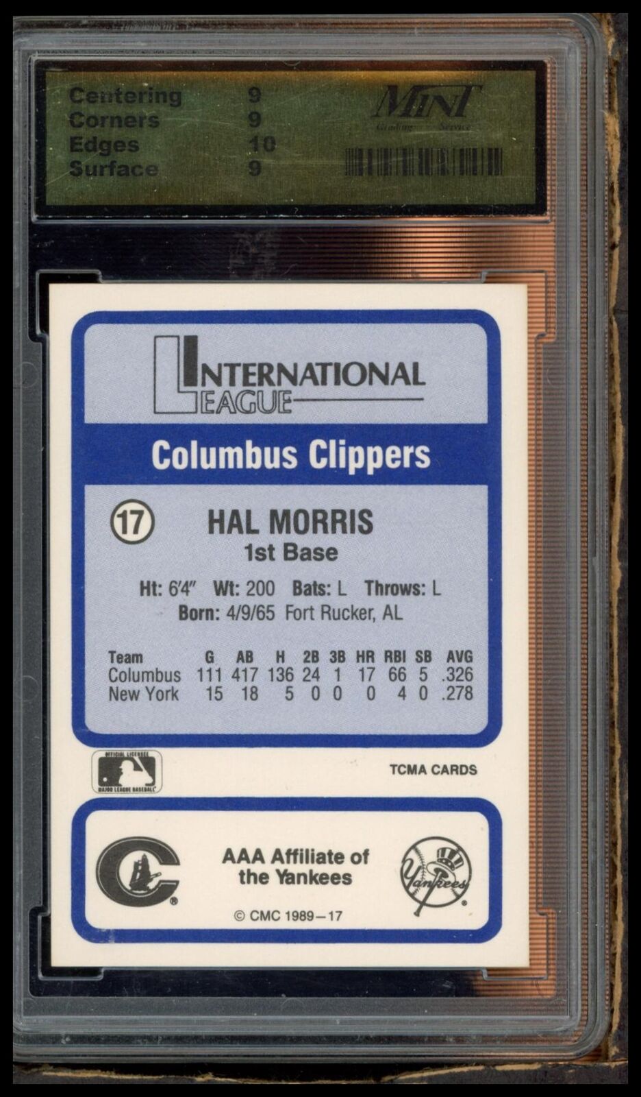 1989 CMC Triple A All-Stars #17 Hal Morris Other 9