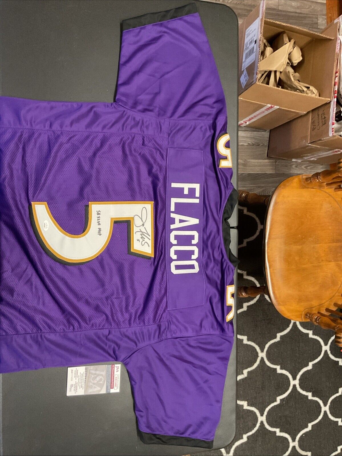 Joe Flacco Baltimore Ravens Signed Autographed Custom Purple Jersey JSA COA