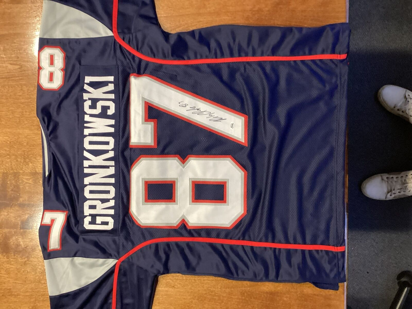 Rob Gronkowski Signed New England Patriots Navy Jersey Autographed NFL