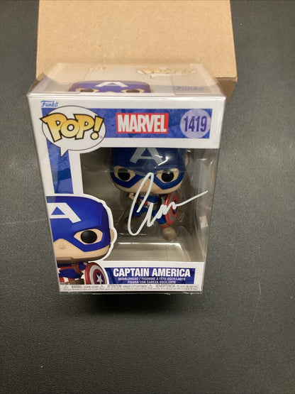 Chris Evans SIGNED Captain America Funko Pop! Marvel Avengers Autograph COA