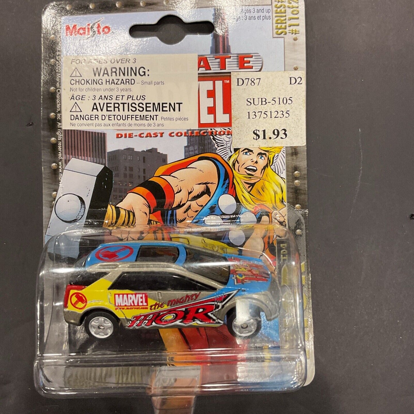 Marvel Maisto Thor Cadillac Vizon Die Cast Toy Car Model