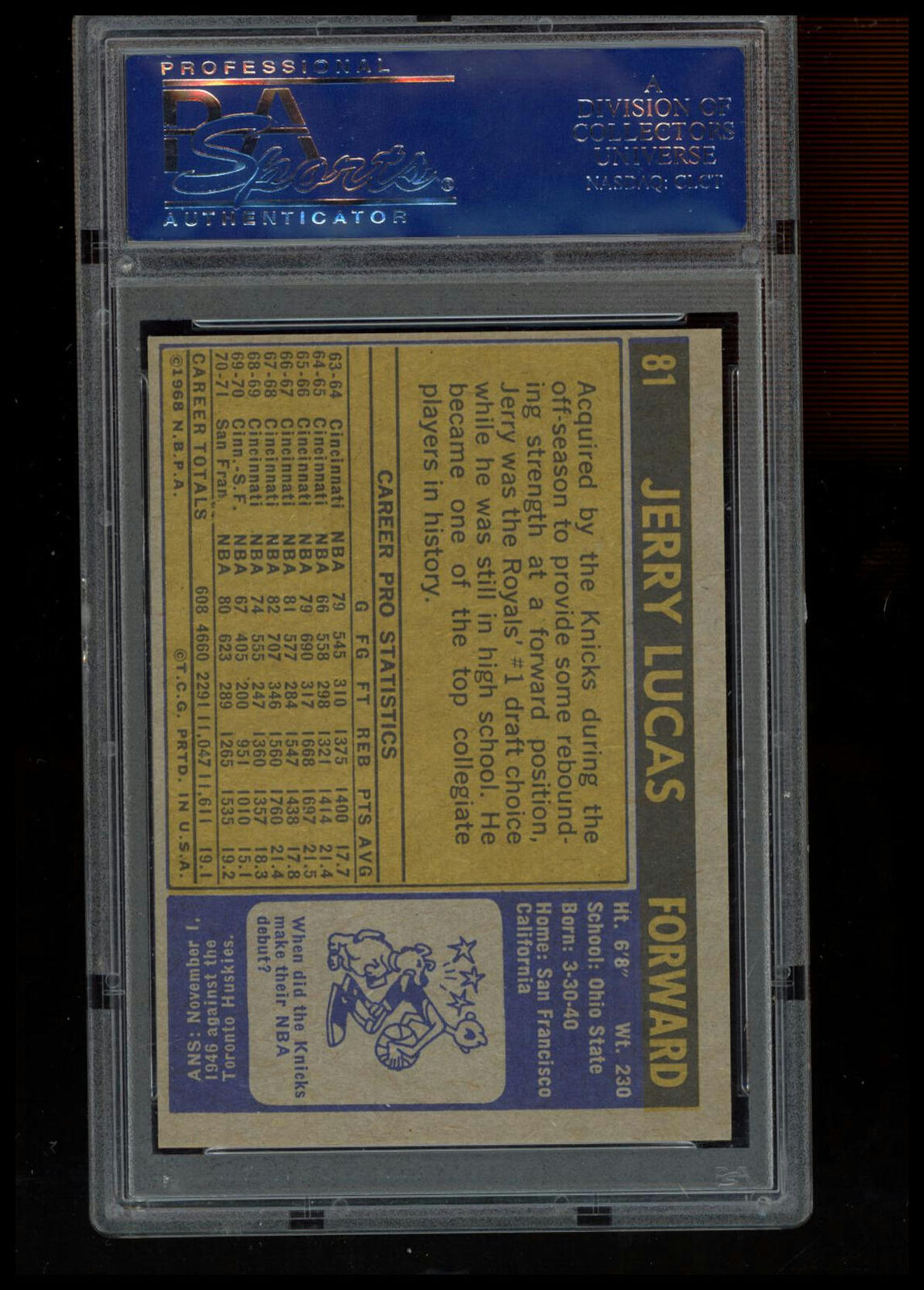 1971 Topps #81 Jerry Lucas PSA 8