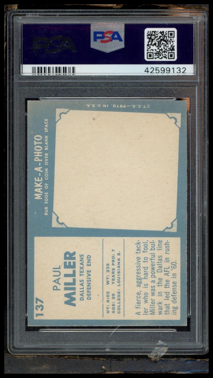 1961 Topps #137 Paul Miller PSA 7