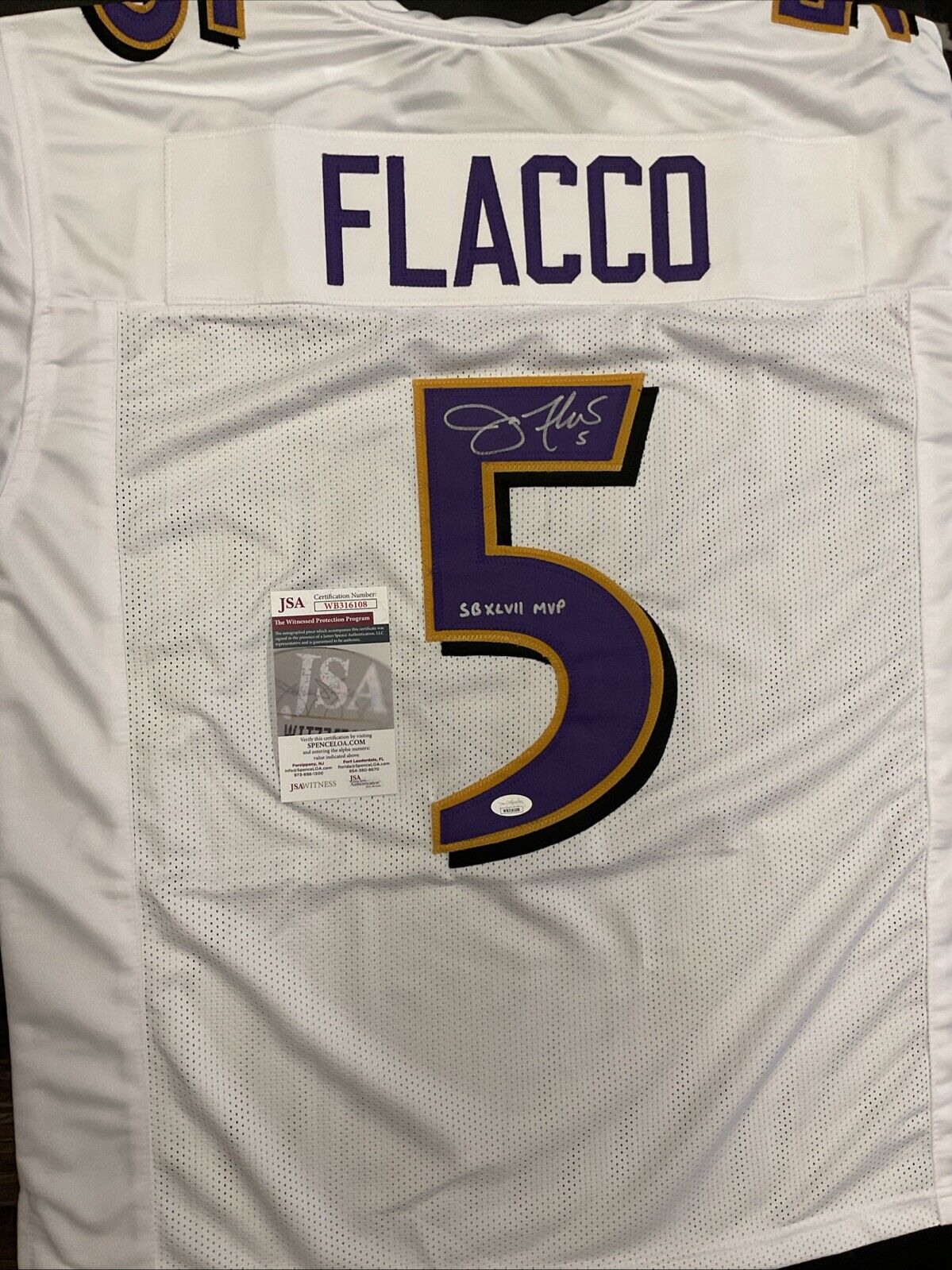 JOE FLACCO RAVENS SUPER BOWL MVP AUTOGRAPHED SIGNED JERSEY JSA COA AUTHENTIC