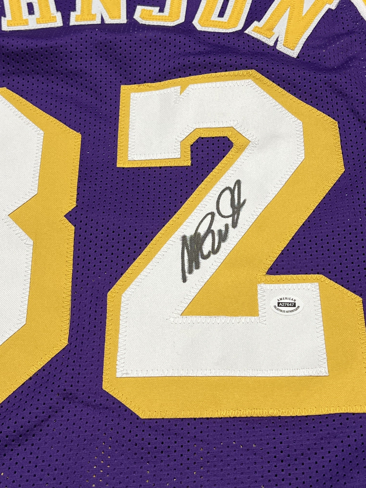 Magic Johnson Signed Los Angeles Lakers Purple Jersey with COA