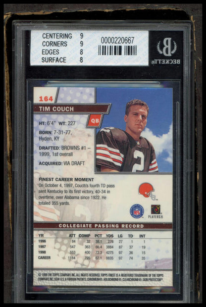 1999 Finest #164 Tim Couch BGS 8