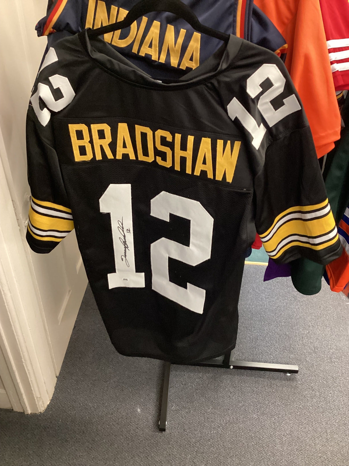 Terry Bradshaw #12 Pittsburgh Steelers Signed Black Jersey