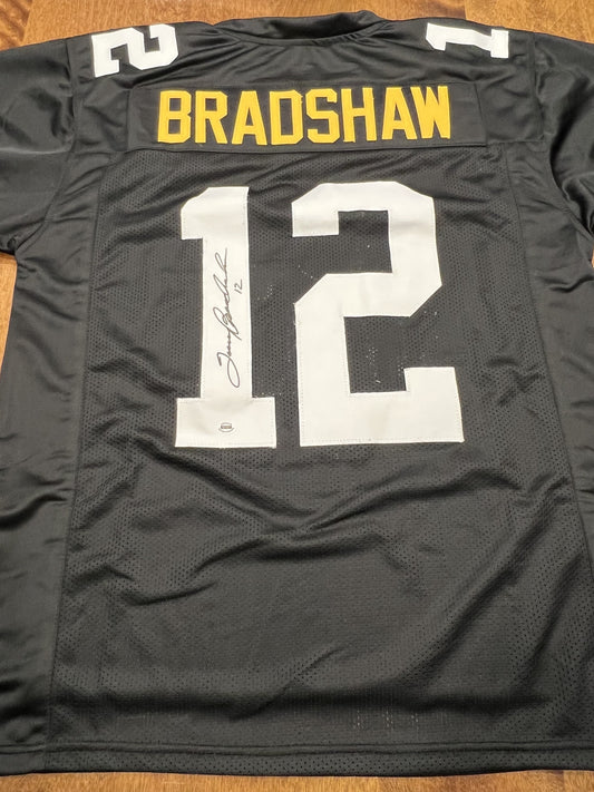 Terry Bradshaw Signed Pittsburgh Steelers Black Jersey with COA