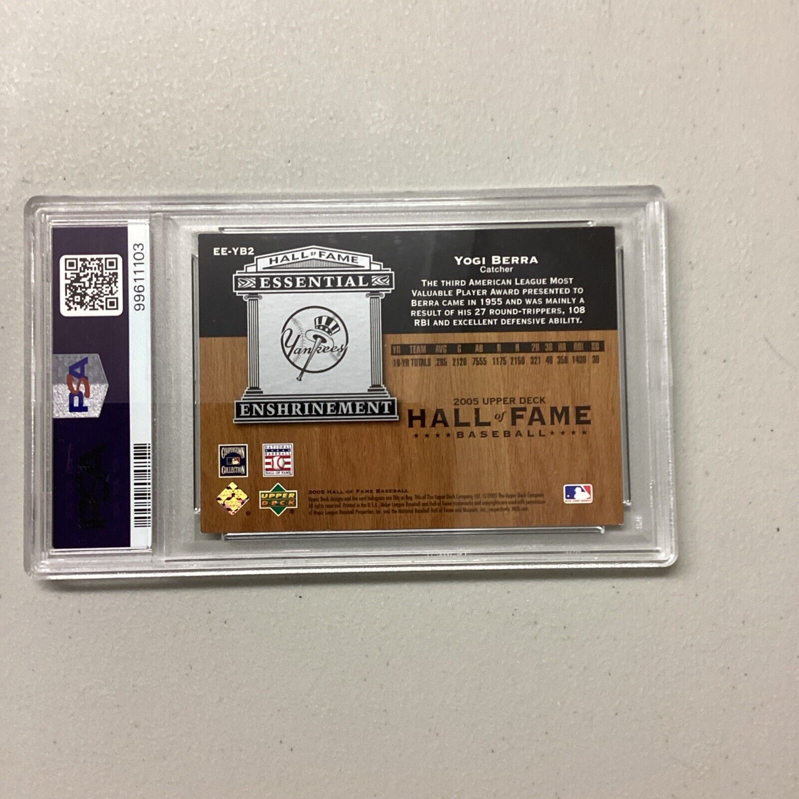 2005 U.D. Hall Of Fame #YB2 Yogi Berra PSA Grade 6