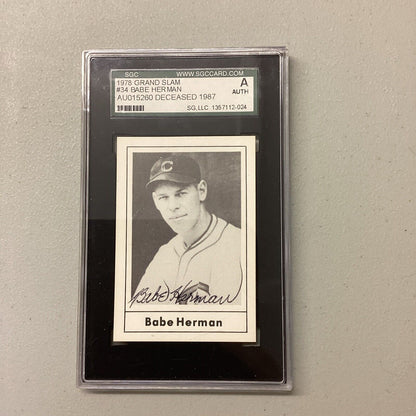 1978 Grand Slam #34 Babe Herman SCG Authentic