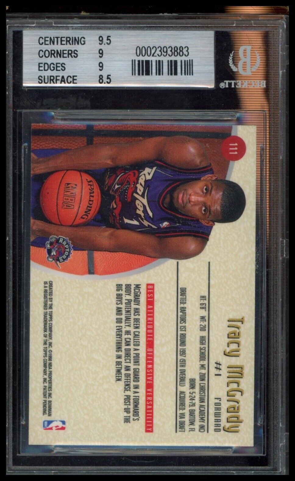 1997-98 Bowman's Best #111 Tracy McGrady BGS 9