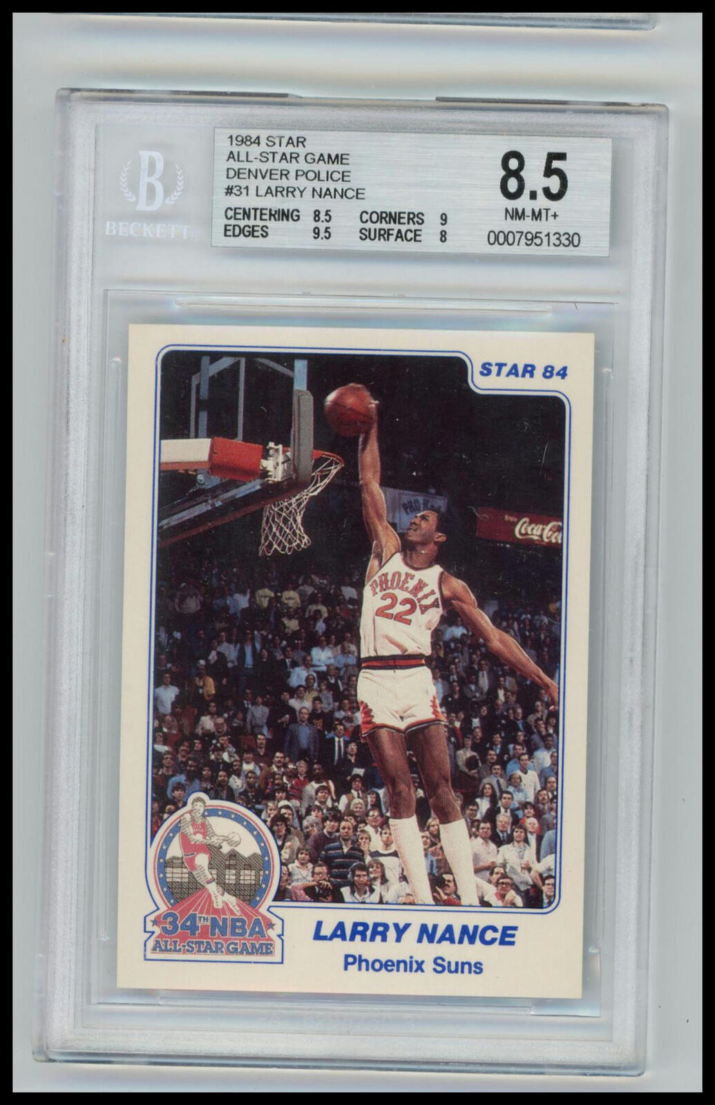 1984 Star All-Star Game Police #31 Larry Nance BGS 8.5