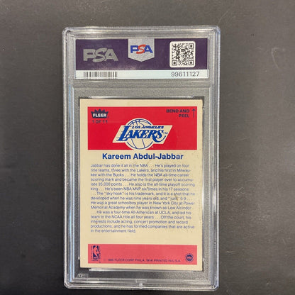 1986 fleer sticker Kareem Abdul-Jabbar card # 1 PSA 4