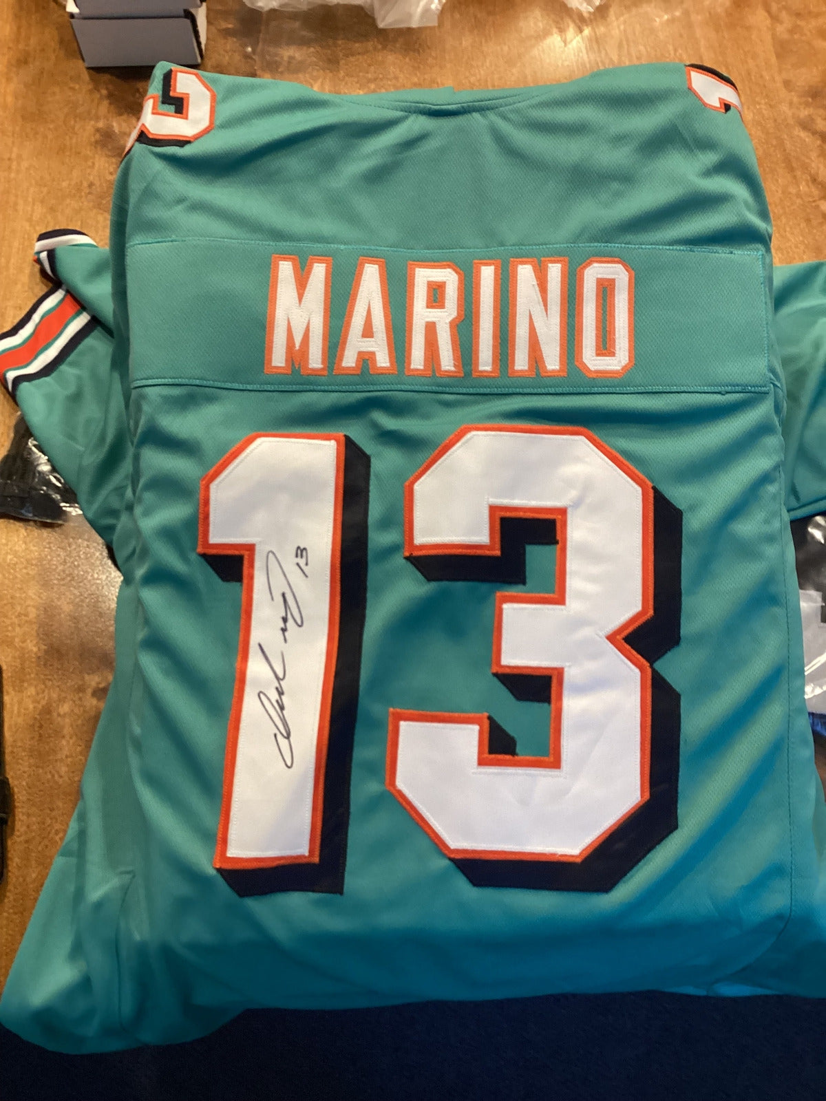 Dan Marino #13 Miami Dolphins Signed Aqua Jersey